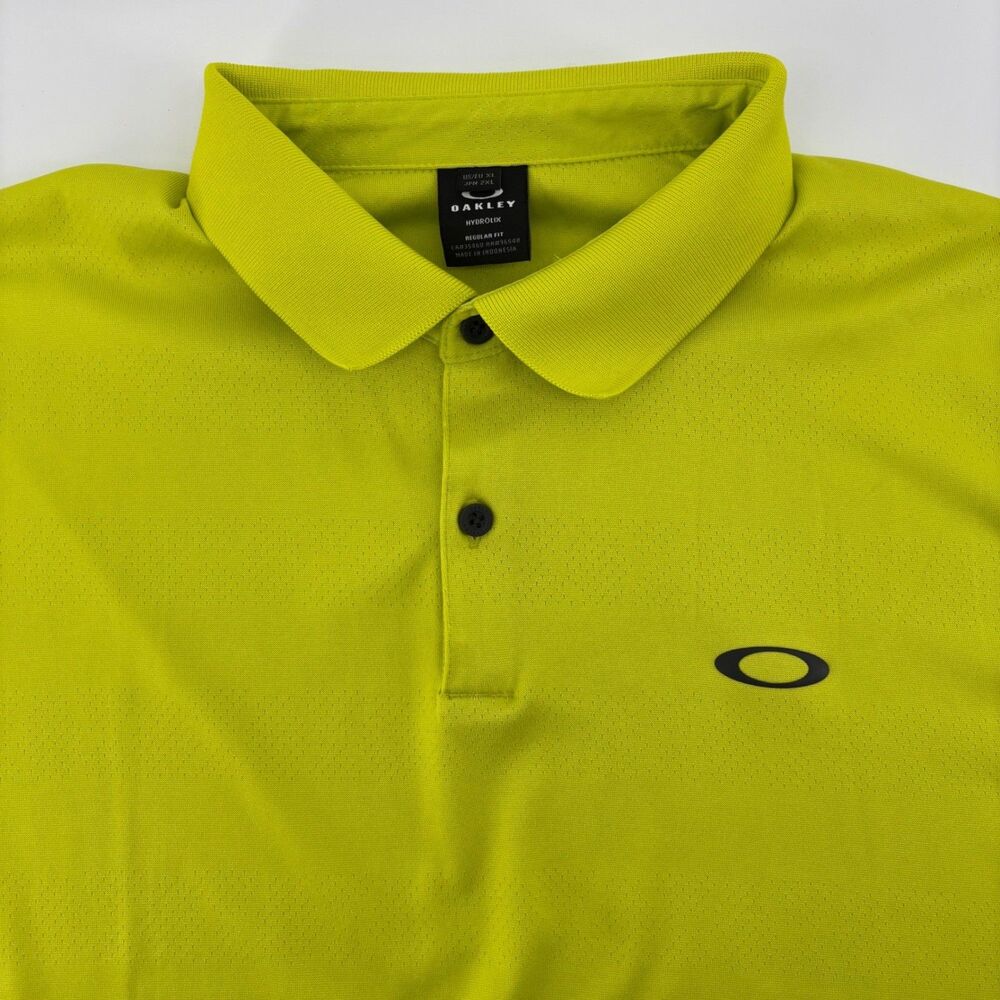 Oakley Polo Shirt Lime Green Mens XL Hydrolix FOA401900 Regular Fit Athletic